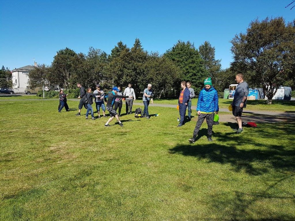 Frisbígolfnámskeið á Klambratúni þann 12. ágúst 2017